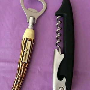 4/$50 Stainless steel nut cracker,  bottle opener animal horn set